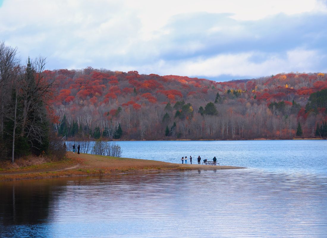 A Quebec lake and forest landscape in autumn